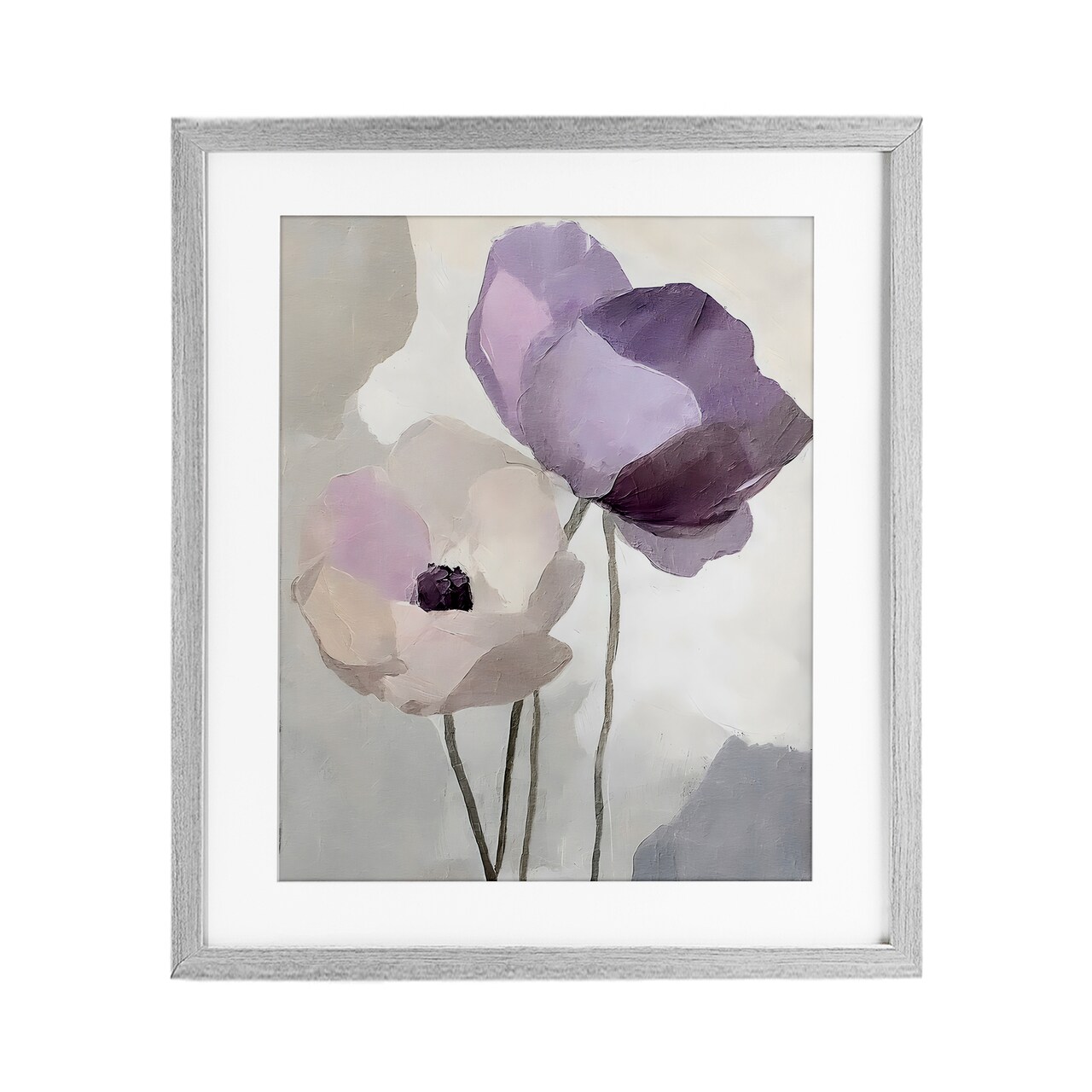 Stupell Industries Lavender Haze Floral Pair Framed Print Under Glass, design by Riley B